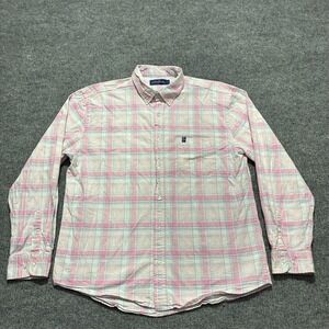 Tackle & Tides Mens Button Down Shirt Size Large Pink Plaid Long Sleeve